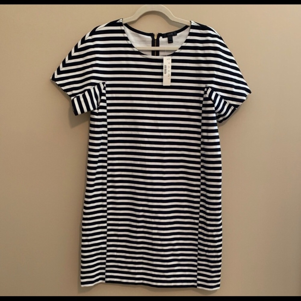 NWT JCrew black and white striped dress